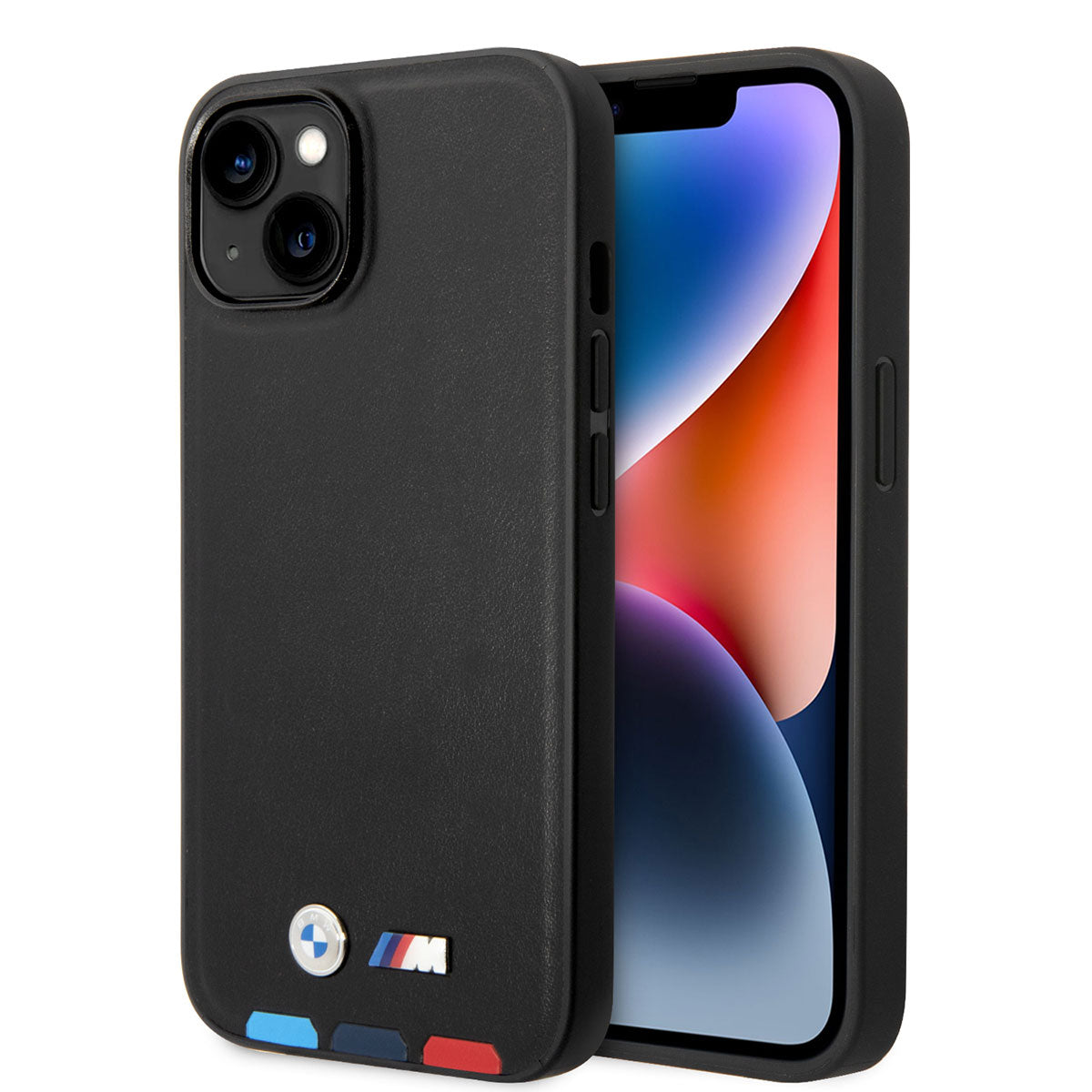 iPhone 14 Kılıf BMW M-safe Şarj Özellikli PU Deri 3 Renkli Logolu Dizayn Kılıf