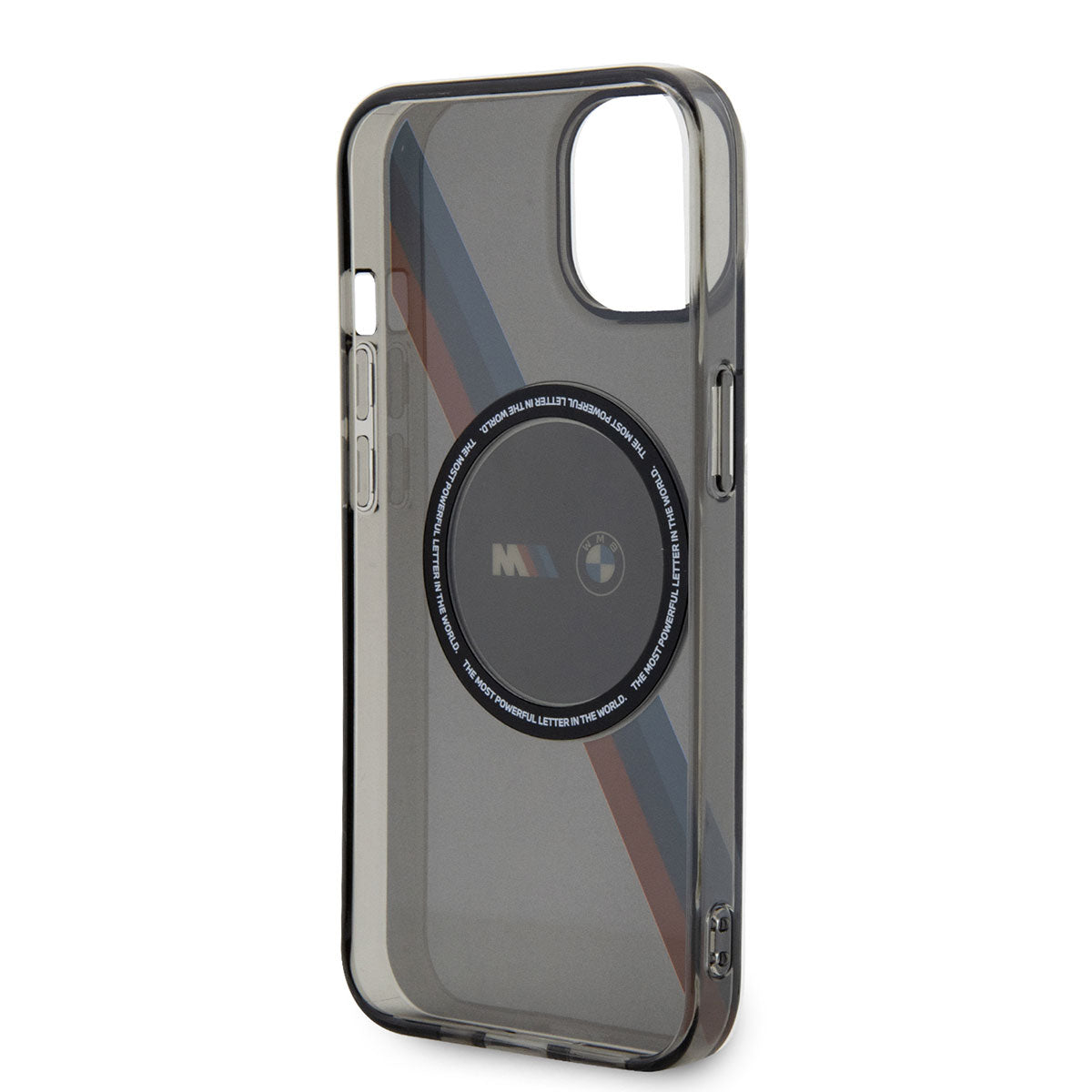 iPhone 14 Kılıf BMW M-safe Şarj Özellikli Transparan 3 Renkli Şerit Dizayn Kılıf