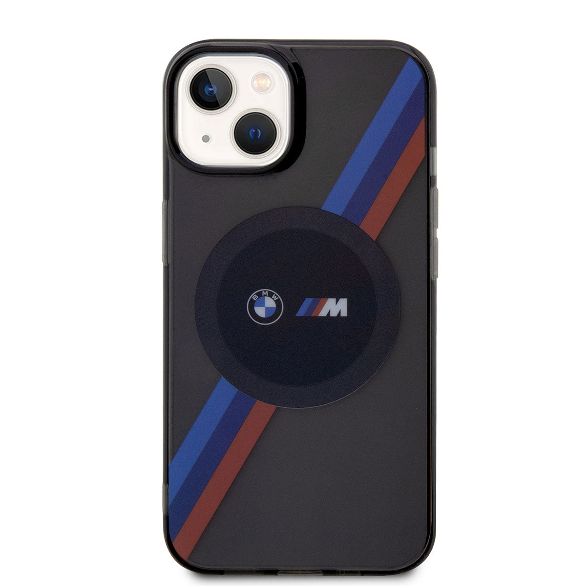 iPhone 14 Kılıf BMW M-safe Şarj Özellikli Transparan 3 Renkli Şerit Dizayn Kılıf