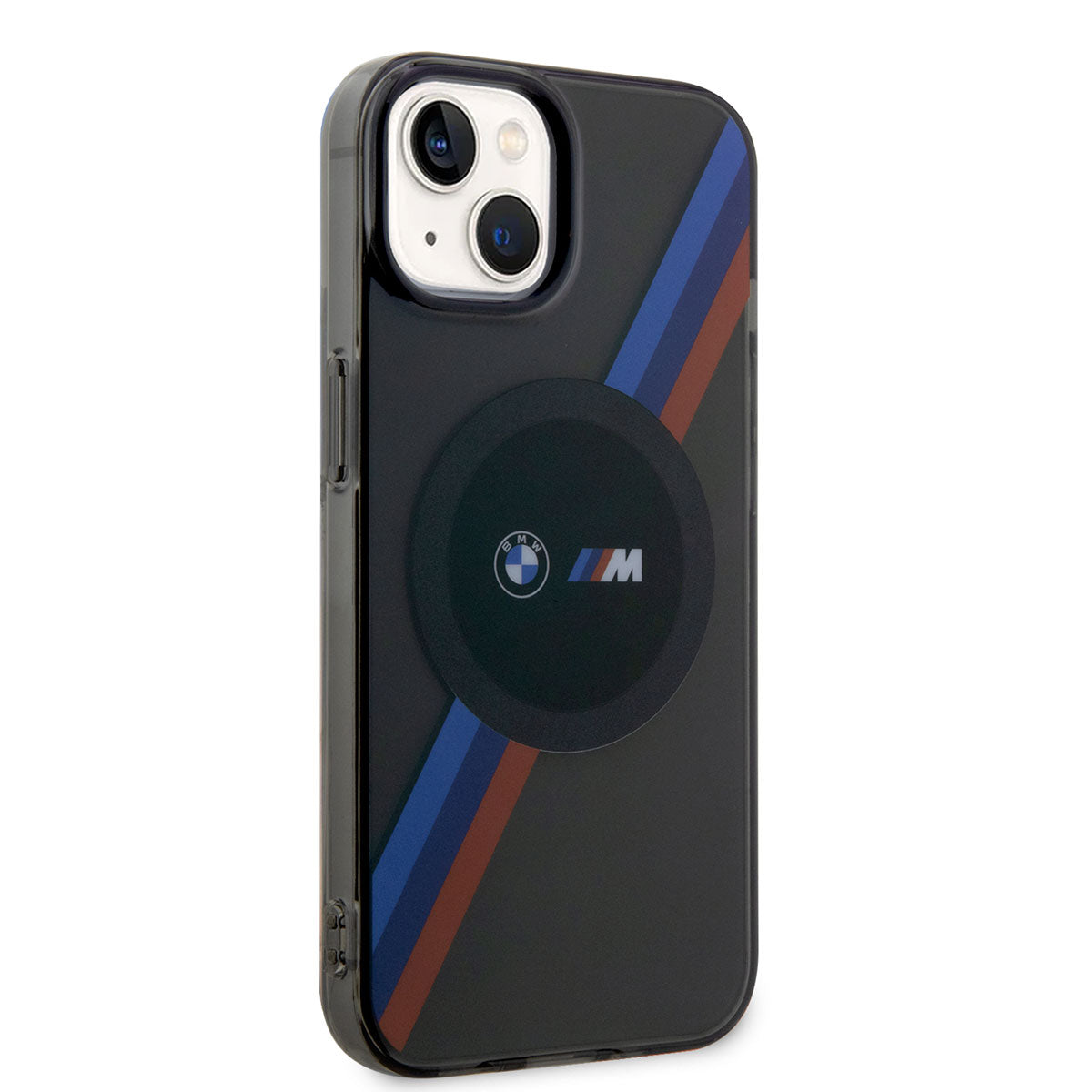 iPhone 14 Kılıf BMW M-safe Şarj Özellikli Transparan 3 Renkli Şerit Dizayn Kılıf
