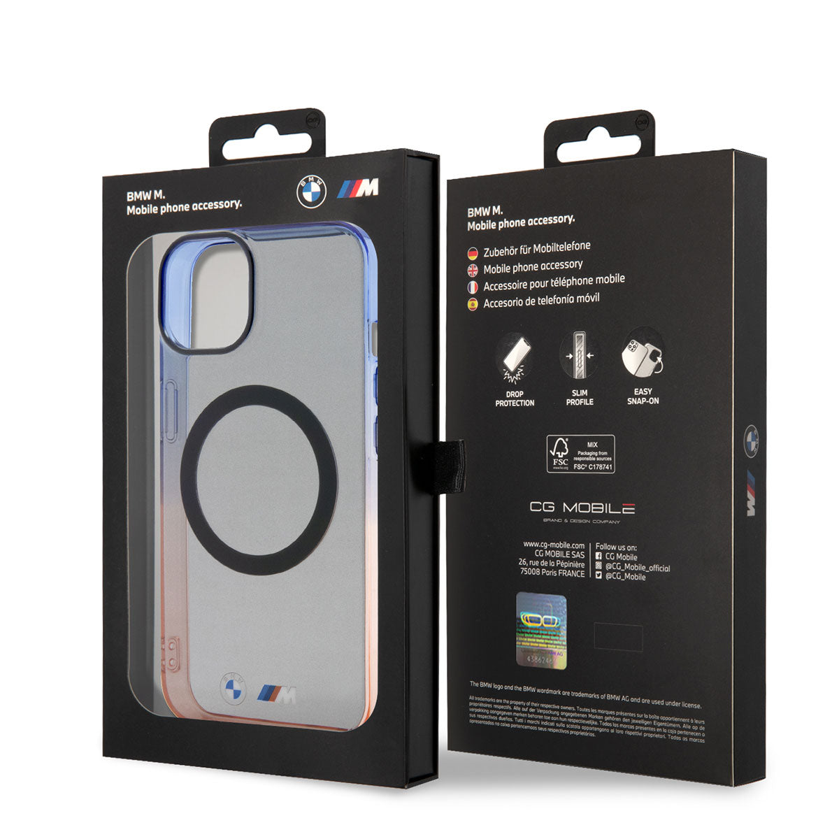 iPhone 14 Kılıf BMW M-safe Şarj Özellikli Transparan Renk Geçişli Dizayn Kılıf