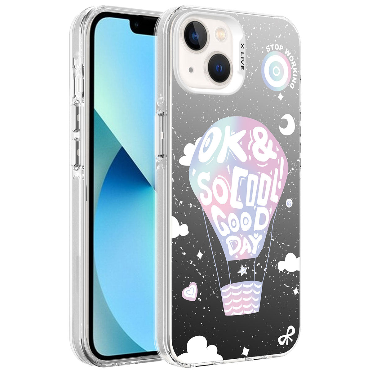 iPhone 14 Kılıf Desenli Zore Silver Sert Kılıf