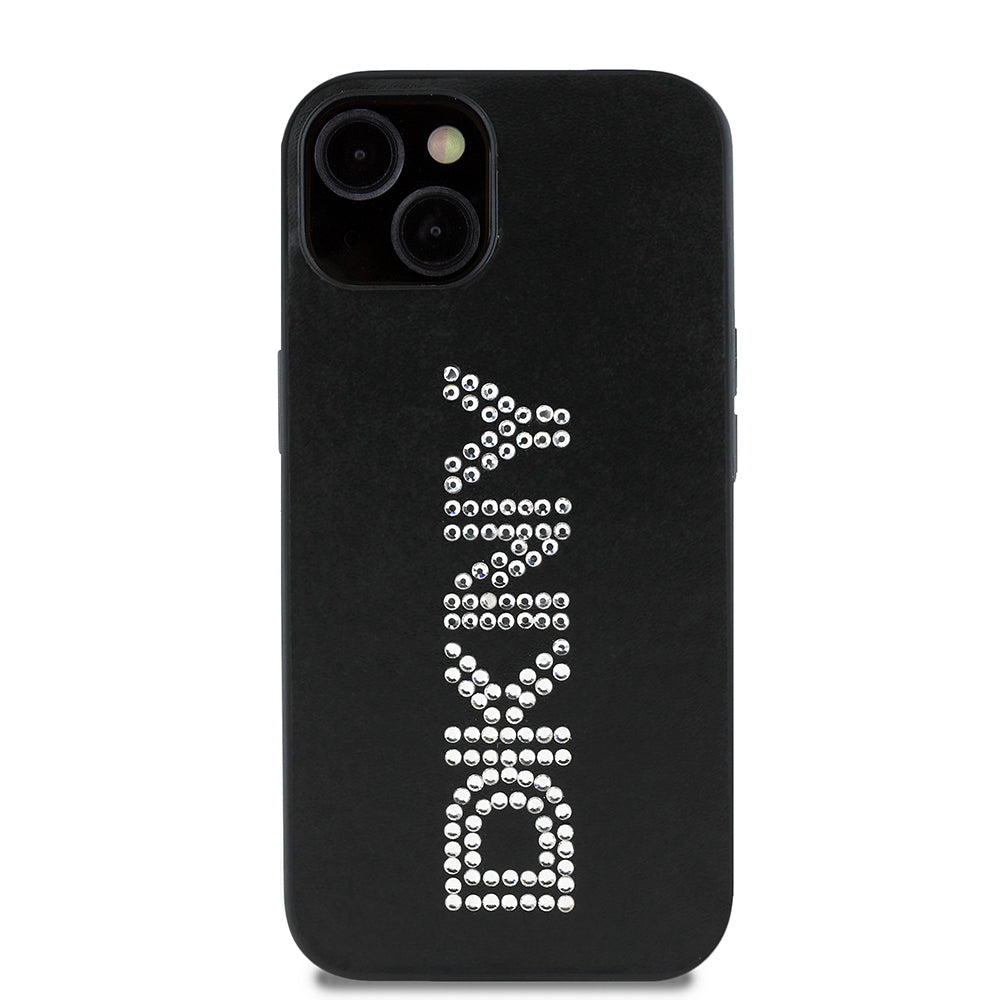iPhone 14 Kılıf DKNY Orijinal Lisanslı Taşlı DKNY Yazılı Metalik Rhinestones PU Deri Kılıf