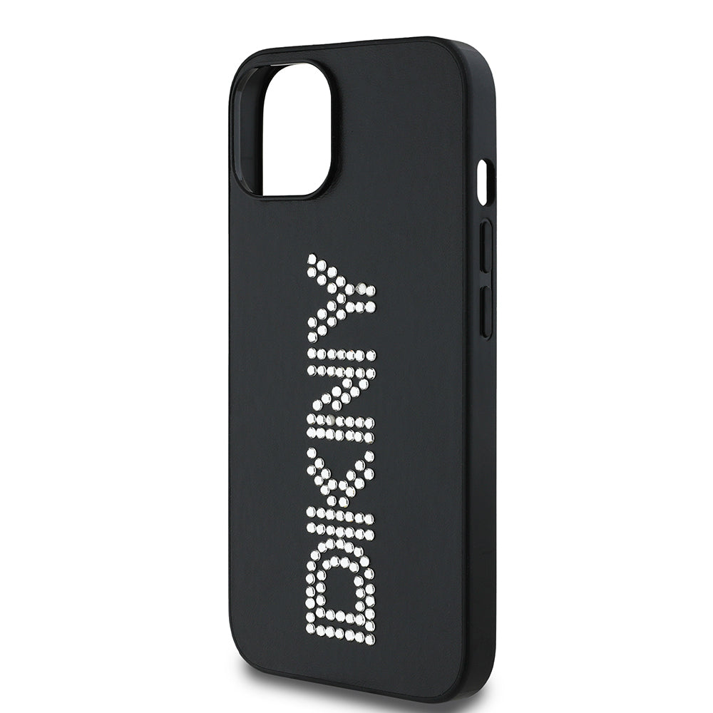 iPhone 14 Kılıf DKNY Orijinal Lisanslı Taşlı DKNY Yazılı Metalik Rhinestones PU Deri Kılıf