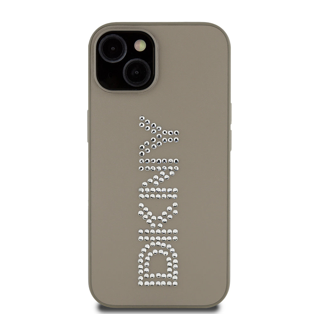 iPhone 14 Kılıf DKNY Orijinal Lisanslı Taşlı DKNY Yazılı Metalik Rhinestones PU Deri Kılıf