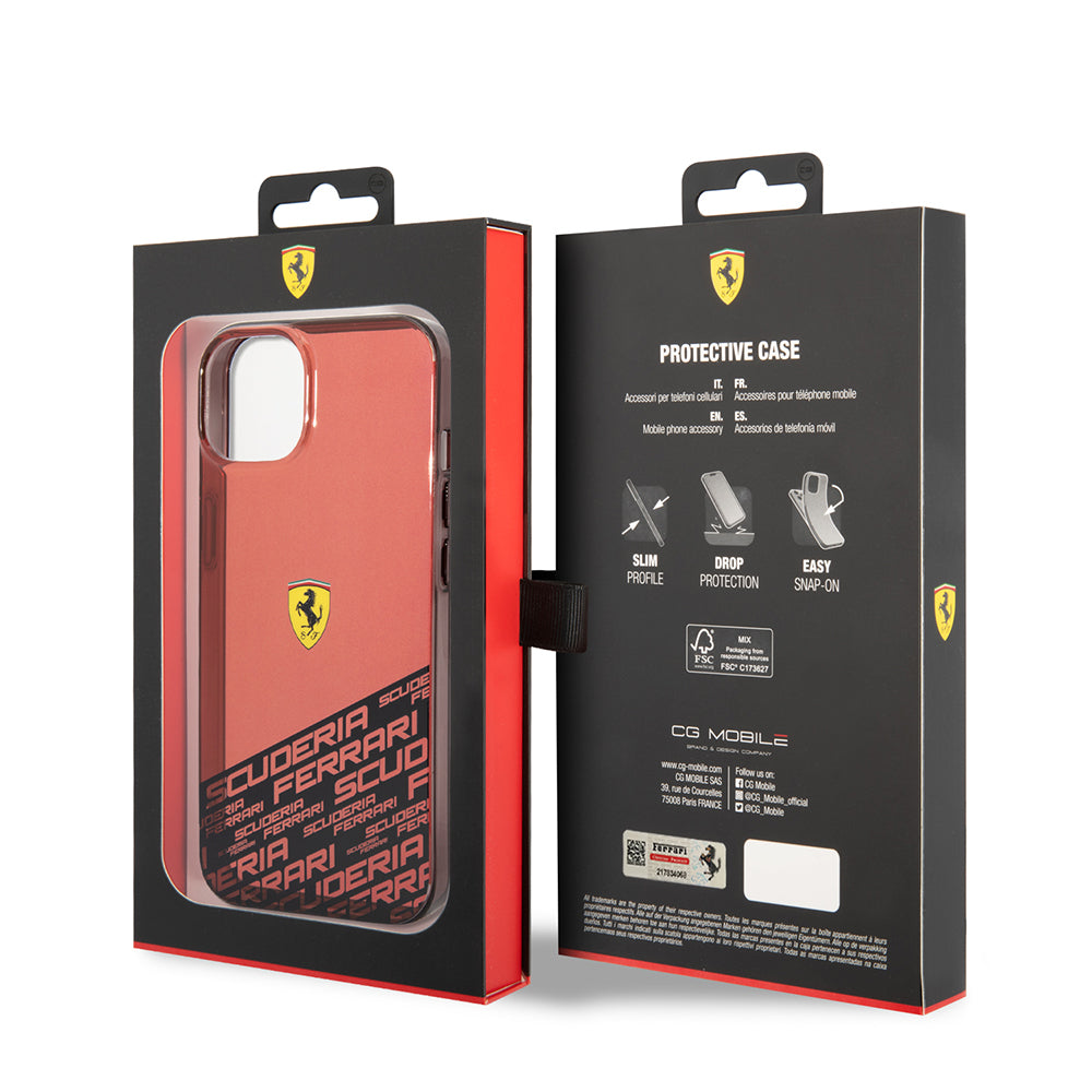 iPhone 14 Kılıf Ferrari Orijinal Lisanlı Transparan Alt Kısım Baskılı Dizayn Kılıf