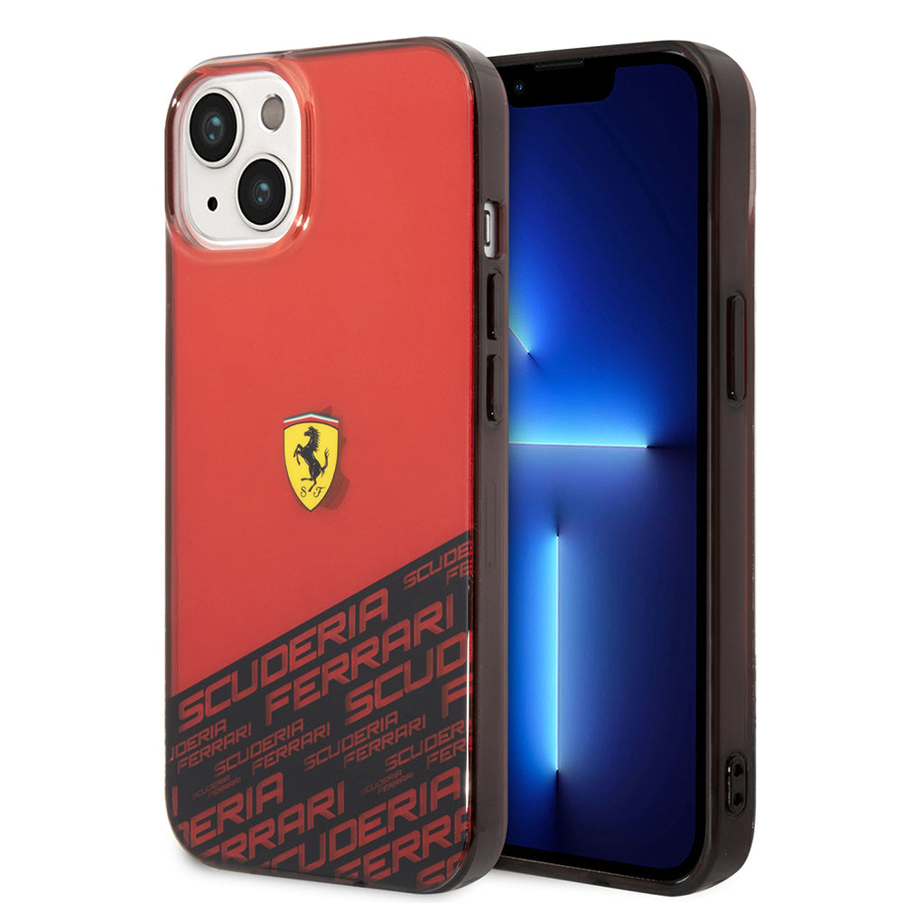 iPhone 14 Kılıf Ferrari Orijinal Lisanlı Transparan Alt Kısım Baskılı Dizayn Kılıf