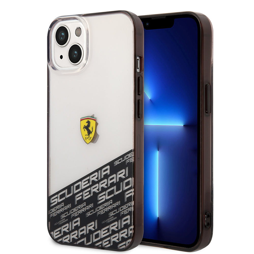 iPhone 14 Kılıf Ferrari Orijinal Lisanlı Transparan Alt Kısım Baskılı Dizayn Kılıf