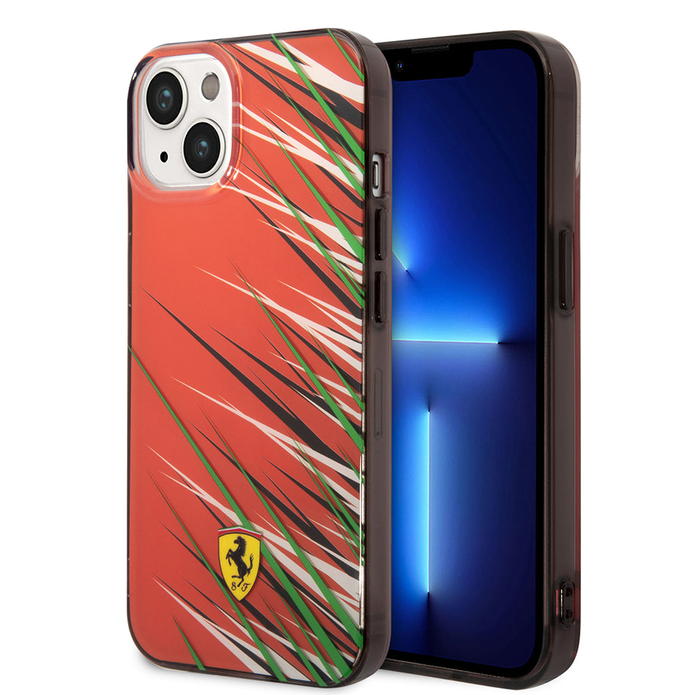 iPhone 14 Kılıf Ferrari Orijinal Lisanslı Baskı Logolu Çimen Desenli Kılıf