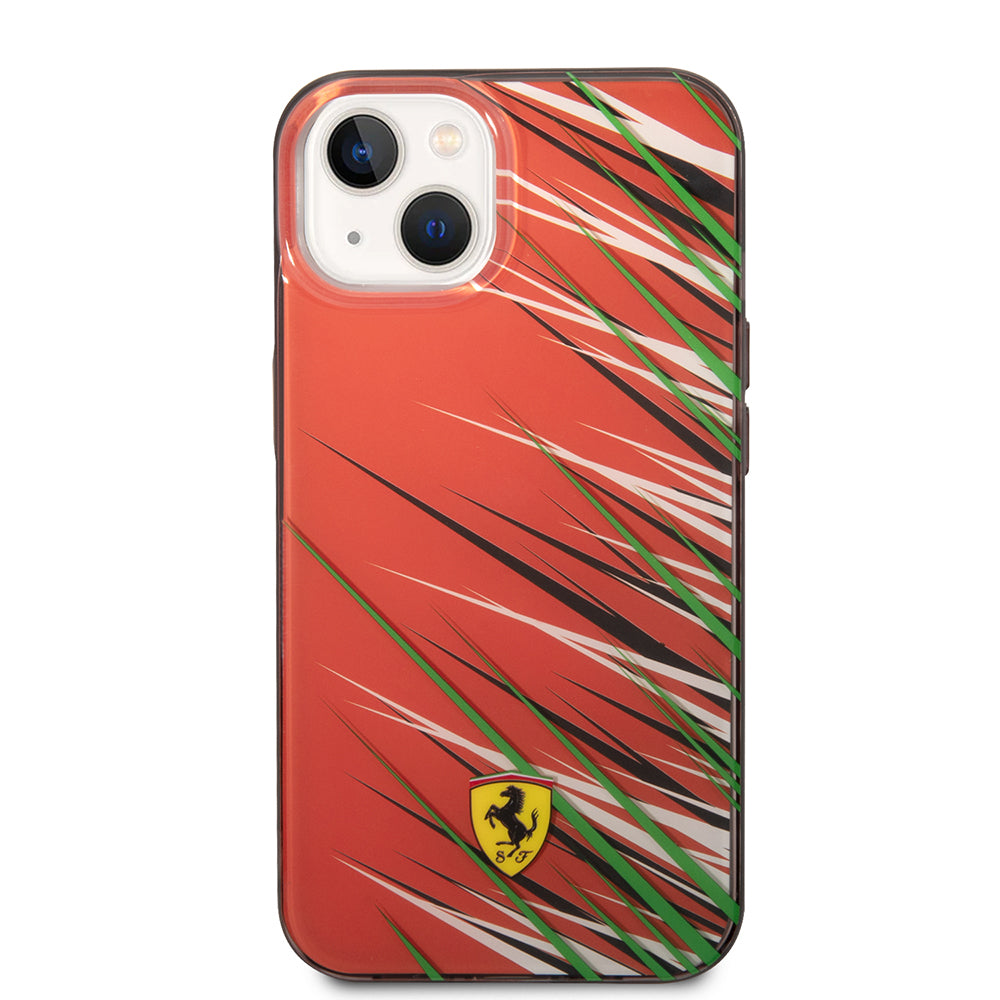 iPhone 14 Kılıf Ferrari Orijinal Lisanslı Baskı Logolu Çimen Desenli Kılıf