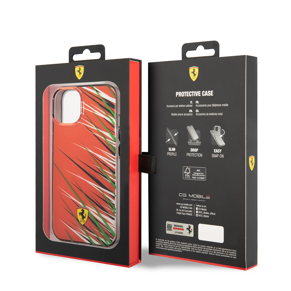iPhone 14 Kılıf Ferrari Orijinal Lisanslı Baskı Logolu Çimen Desenli Kılıf
