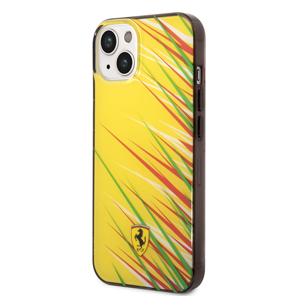 iPhone 14 Kılıf Ferrari Orijinal Lisanslı Baskı Logolu Çimen Desenli Kılıf