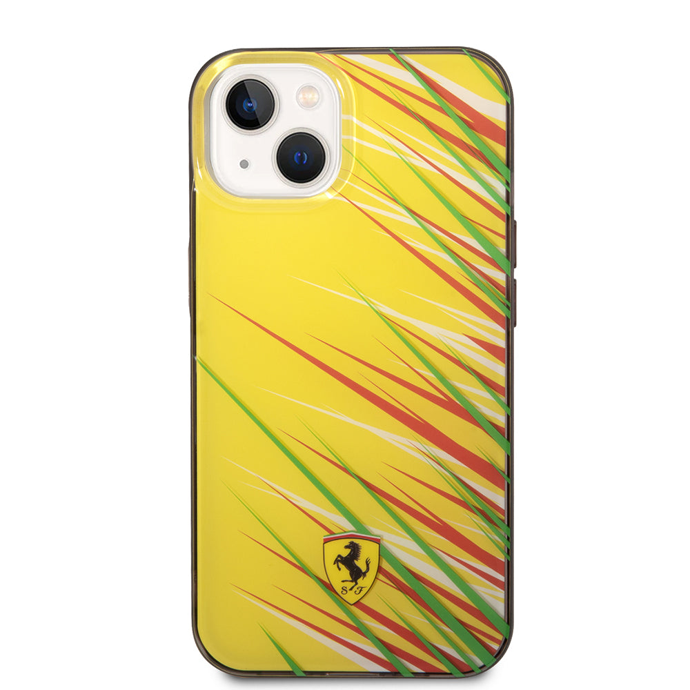 iPhone 14 Kılıf Ferrari Orijinal Lisanslı Baskı Logolu Çimen Desenli Kılıf