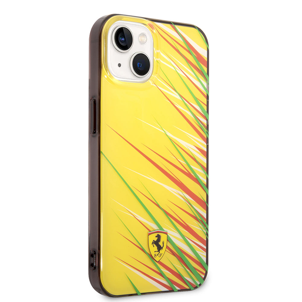 iPhone 14 Kılıf Ferrari Orijinal Lisanslı Baskı Logolu Çimen Desenli Kılıf