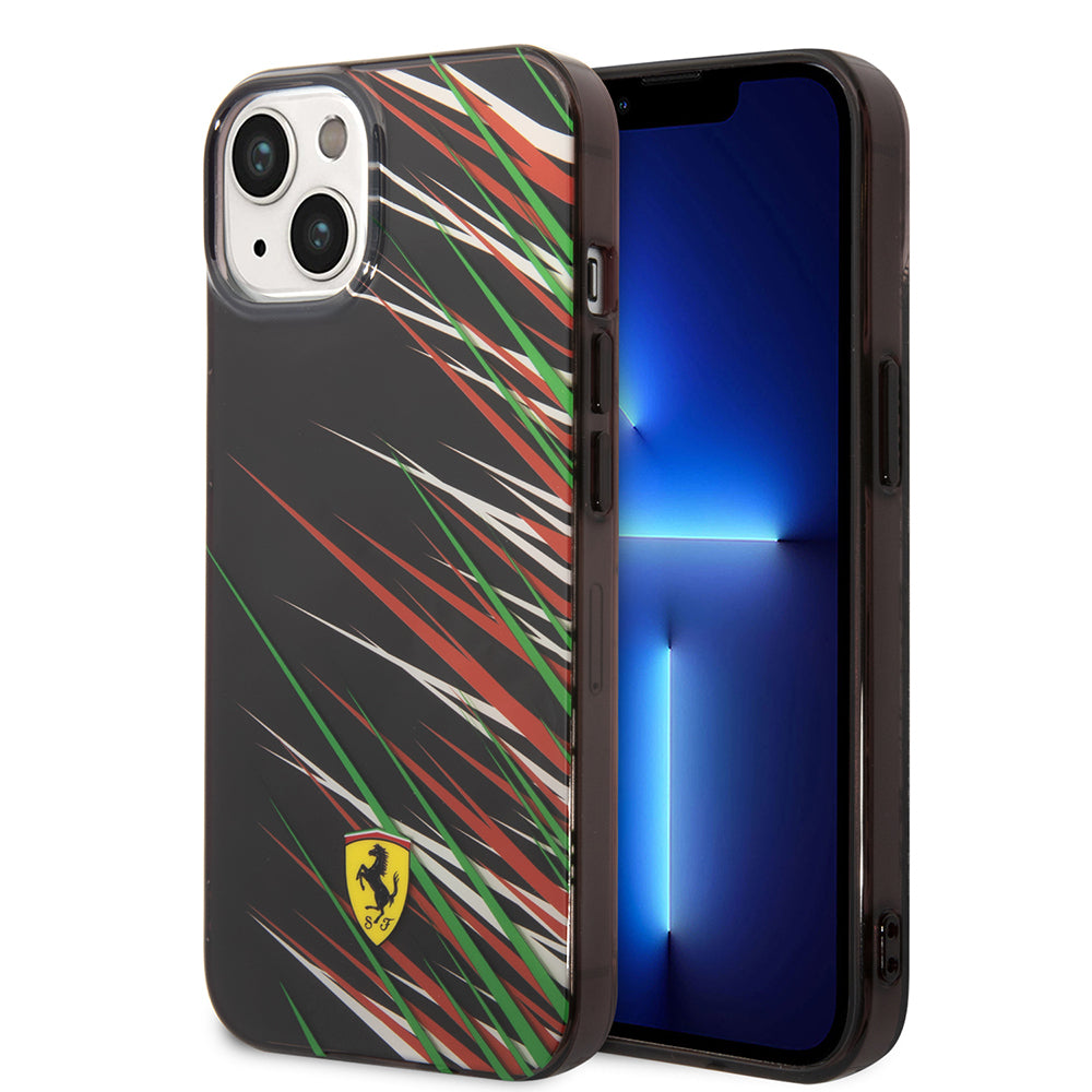 iPhone 14 Kılıf Ferrari Orijinal Lisanslı Baskı Logolu Çimen Desenli Kılıf