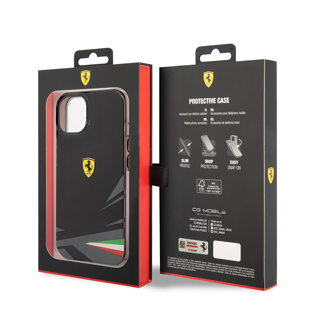 iPhone 14 Kılıf Ferrari Orijinal Lisanslı Baskı Logolu İtalyan Bayrak Baskılı Dizayn Kılıf