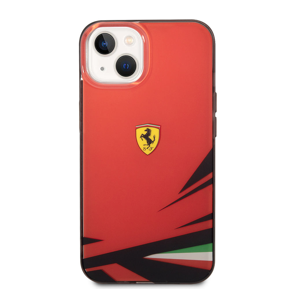 iPhone 14 Kılıf Ferrari Orijinal Lisanslı Baskı Logolu İtalyan Bayrak Baskılı Dizayn Kılıf