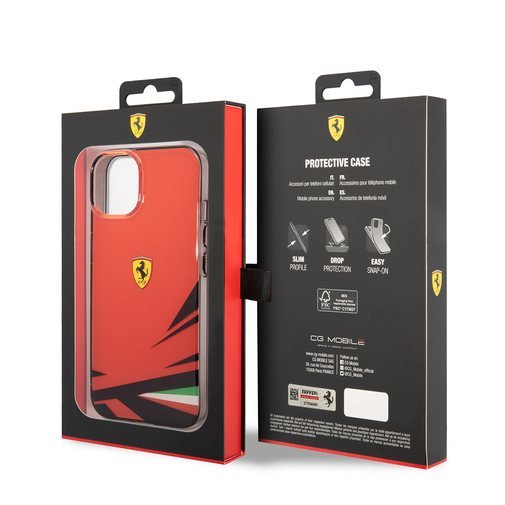 iPhone 14 Kılıf Ferrari Orijinal Lisanslı Baskı Logolu İtalyan Bayrak Baskılı Dizayn Kılıf