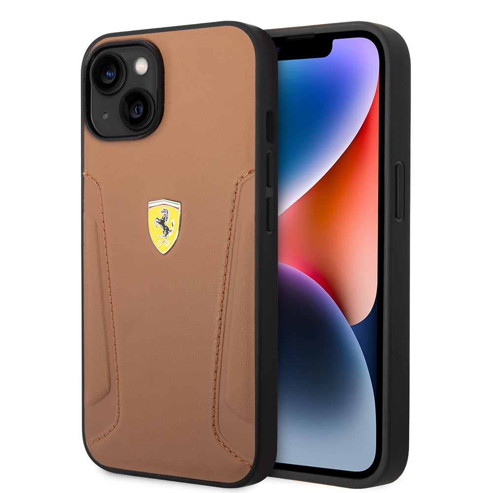 iPhone 14 Kılıf Ferrari Orijinal Lisanslı Deri Kenarları Damgalı Dizayn Kılıf