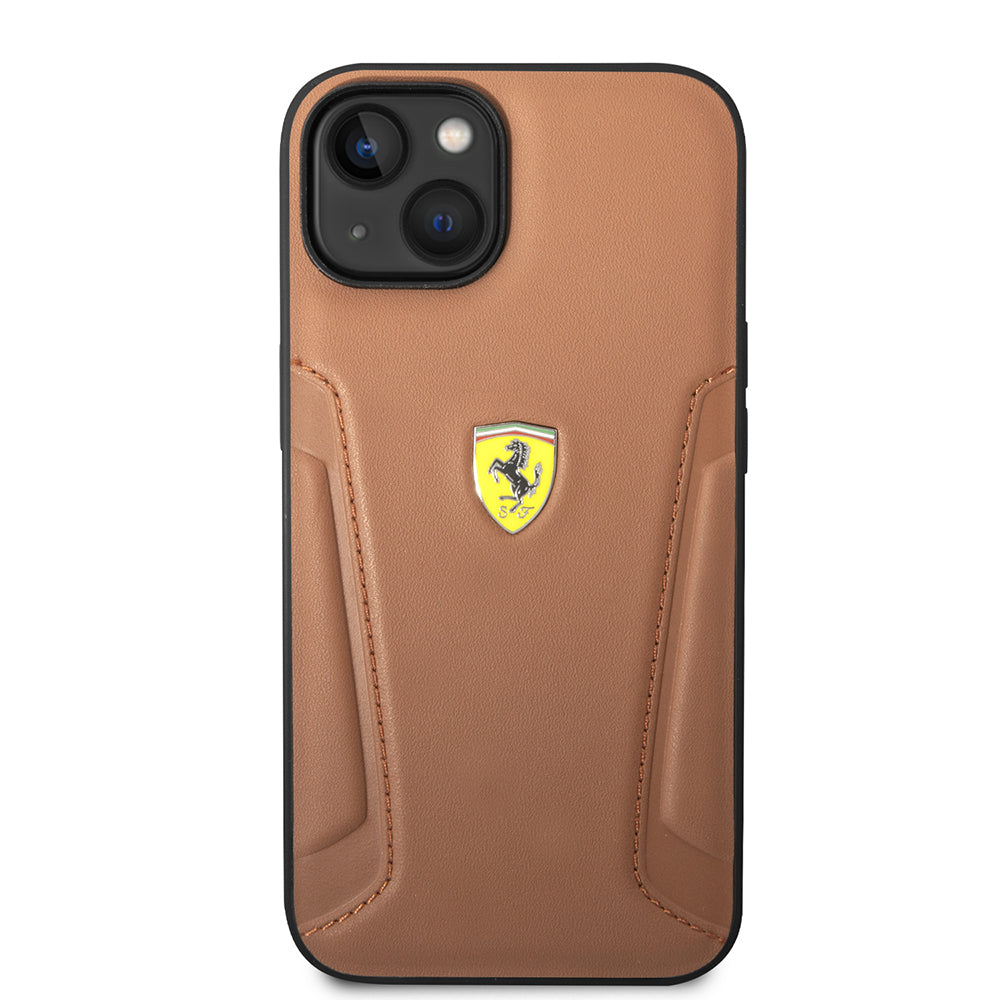 iPhone 14 Kılıf Ferrari Orijinal Lisanslı Deri Kenarları Damgalı Dizayn Kılıf
