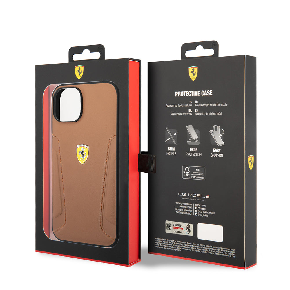 iPhone 14 Kılıf Ferrari Orijinal Lisanslı Deri Kenarları Damgalı Dizayn Kılıf