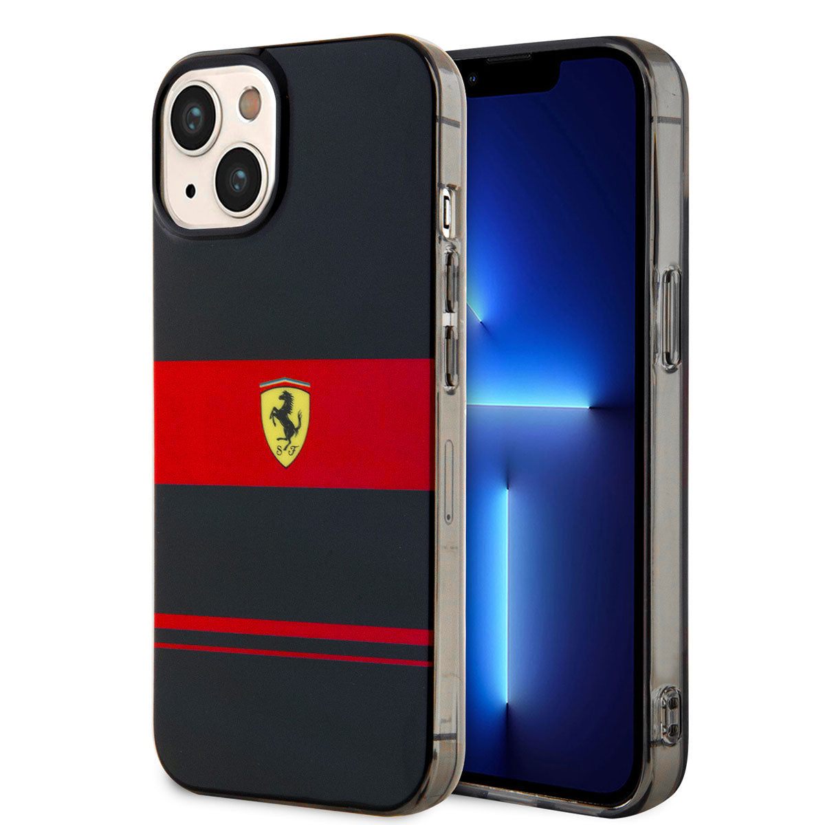 iPhone 14 Kılıf Ferrari Orijinal Lisanslı M-safe Şarj Özellikli Yatay Çizgili Dizayn Kılıf
