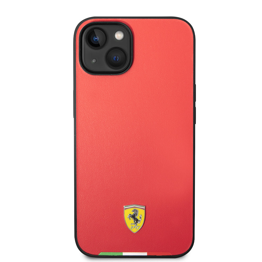 iPhone 14 Kılıf Ferrari Orijinal Lisanslı PU Deri İtalyan Bayrak Dizayn Kılıf