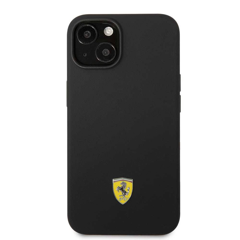 iPhone 14 Kılıf Ferrari Orijinal Lisanslı Silikon Metal Logo Dizayn Kılıf