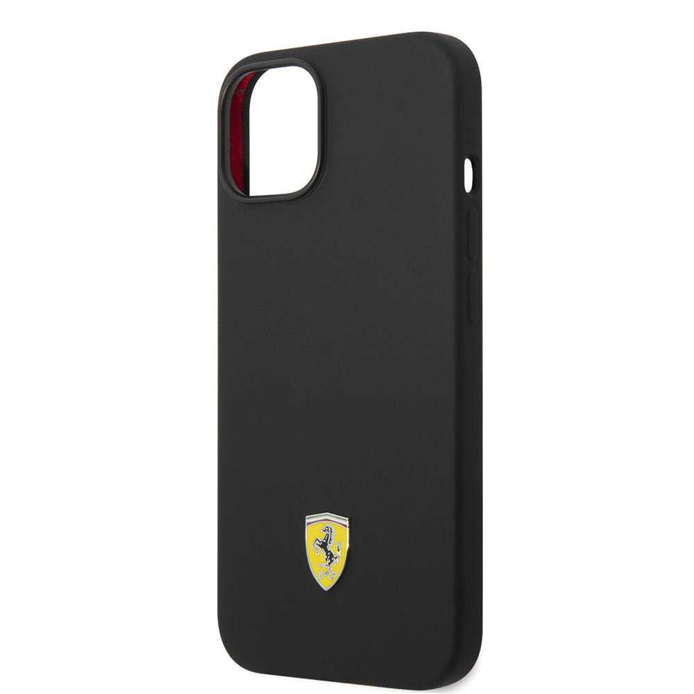 iPhone 14 Kılıf Ferrari Orijinal Lisanslı Silikon Metal Logo Dizayn Kılıf