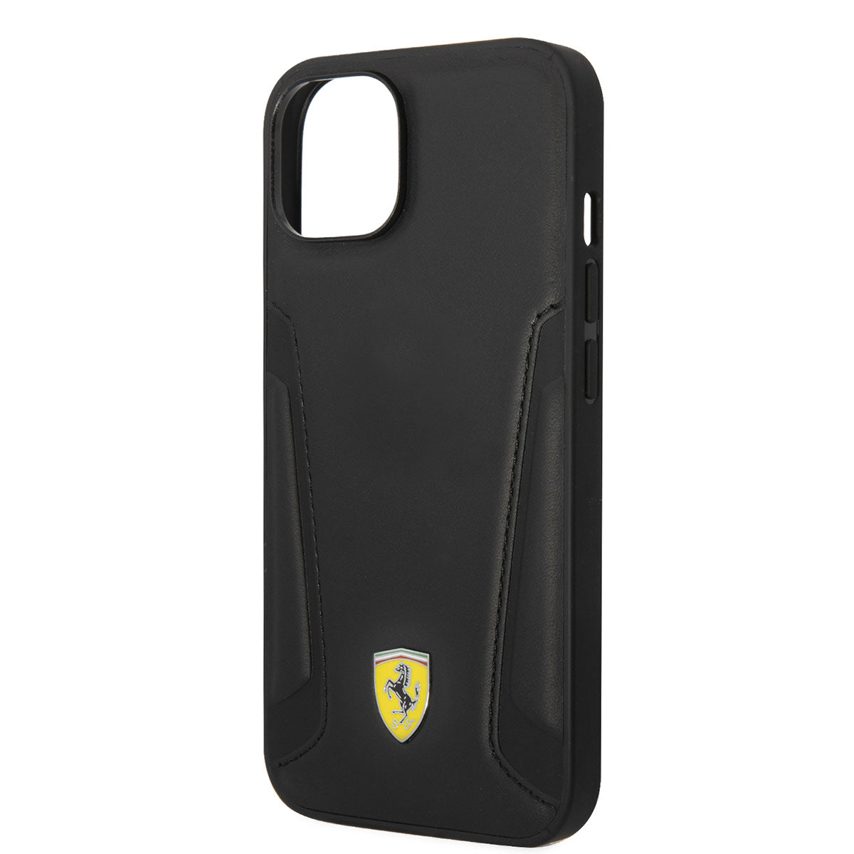 iPhone 14 Kılıf Ferrari M-safe Şarj Özellikli Deri Kenarları Damgalı Dizayn Kılıf