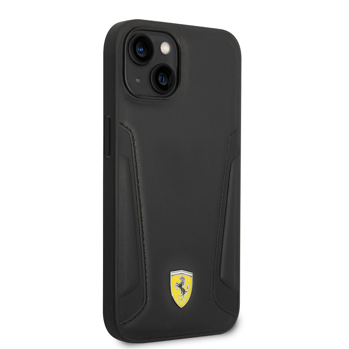 iPhone 14 Kılıf Ferrari M-safe Şarj Özellikli Deri Kenarları Damgalı Dizayn Kılıf