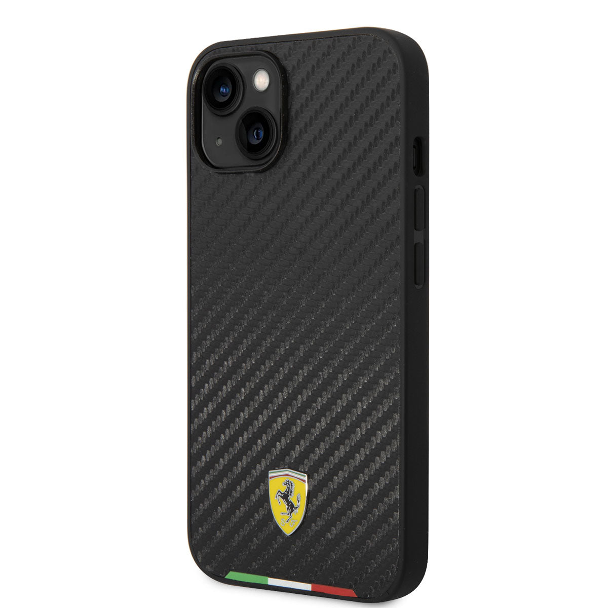 iPhone 14 Kılıf Ferrari M-safe Şarj Özellikli Karbon İtalyan Bayrak Dizayn Kılıf