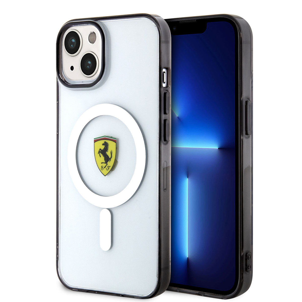 iPhone 14 Kılıf Ferrari M-safe Şarj Özellikli Transparan Dizayn Kılıf