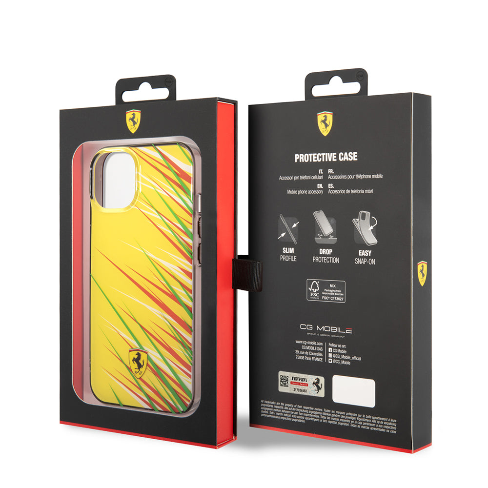 iPhone 14 Kılıf Ferrari orijinal Lisanslı Baskı Logolu Çimen Desenli Kılıf