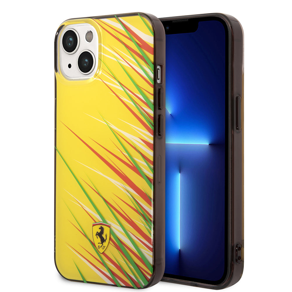 iPhone 14 Kılıf Ferrari orijinal Lisanslı Baskı Logolu Çimen Desenli Kılıf