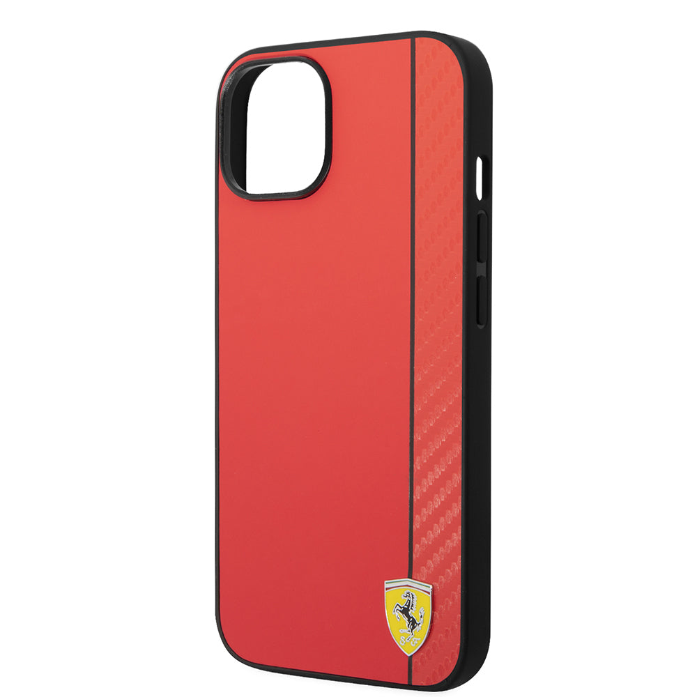 iPhone 14 Kılıf Ferrari orijinal Lisanslı M-safe Şarj Özellikli Pu Deri Ve Karbon Şeritli Dizayn Kılıf