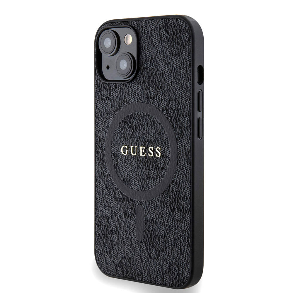 iPhone 14 Kılıf Guess Orijinal Lisanslı M-safe Şarj Özellikli PU Halkalı 4G Desenli Yazı Logolu Kılıf