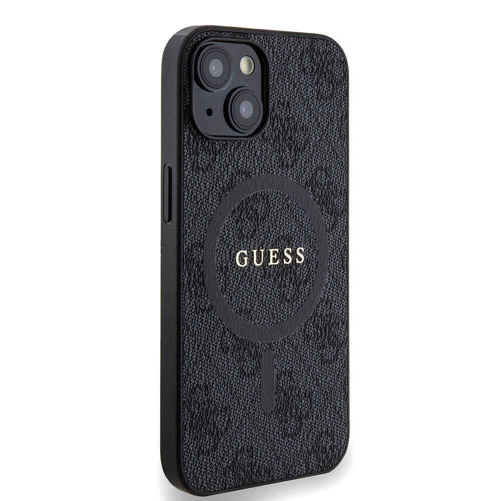 iPhone 14 Kılıf Guess Orijinal Lisanslı M-safe Şarj Özellikli PU Halkalı 4G Desenli Yazı Logolu Kılıf