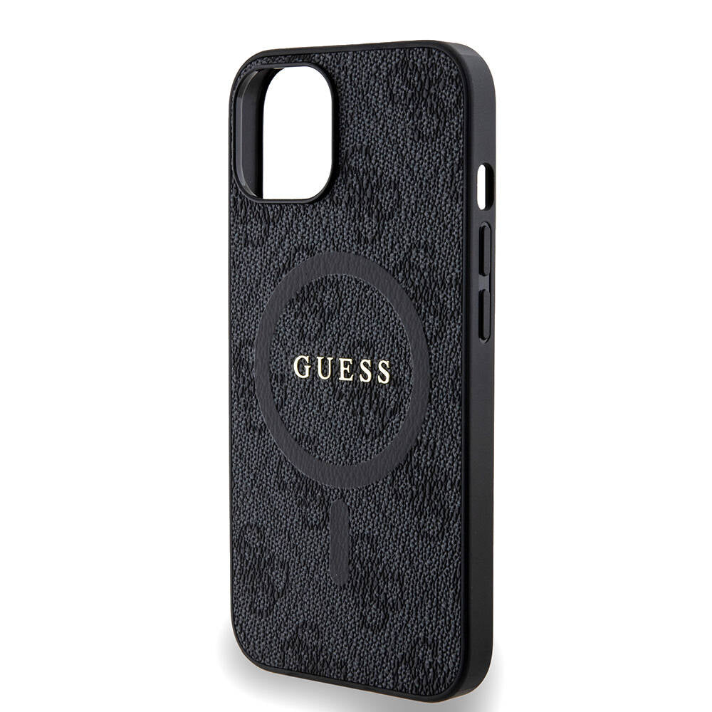 iPhone 14 Kılıf Guess Orijinal Lisanslı M-safe Şarj Özellikli PU Halkalı 4G Desenli Yazı Logolu Kılıf