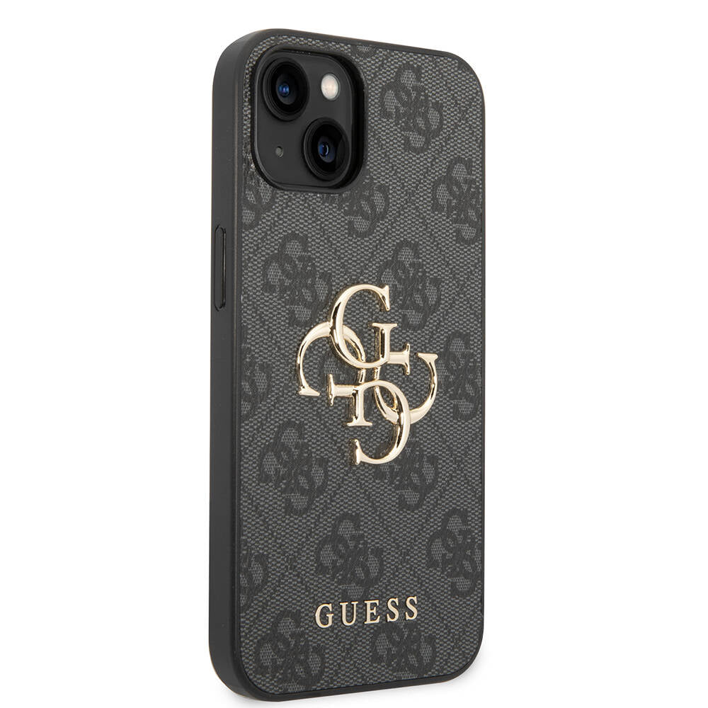 iPhone 14 Kılıf Guess PU Deri Büyük Metal Logo Dizaynlı Kılıf