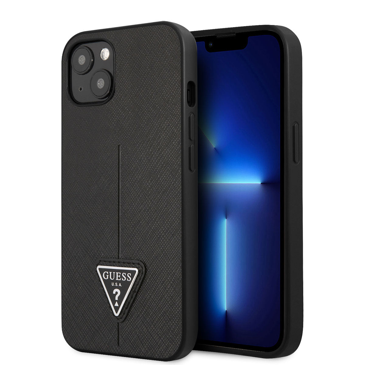 iPhone 14 Kılıf GUESS PU Safran Deri Üçgen Logo Dizayn Kılıf