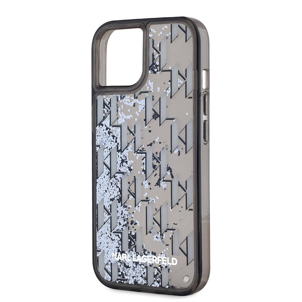iPhone 14 Kılıf Karl Lagerfeld Orijinal Lisanslı Simli KL Yazılı Monogram Gradıent Kılıf