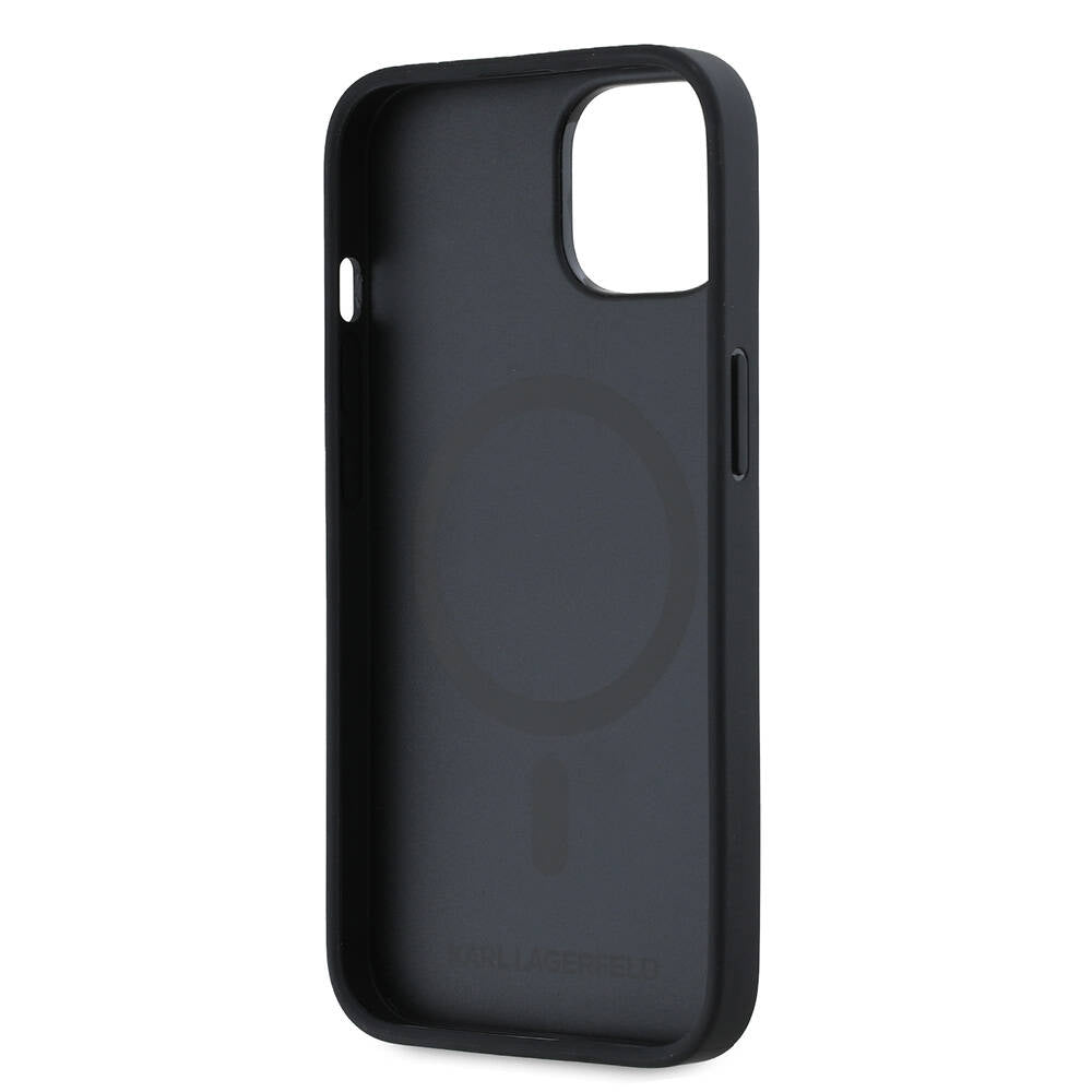iPhone 14 Kılıf Karl Lagerfeld orijinal Lisanslı M-safe Şarj Özellikli KL Yazılı Hot Stamp Kılıf