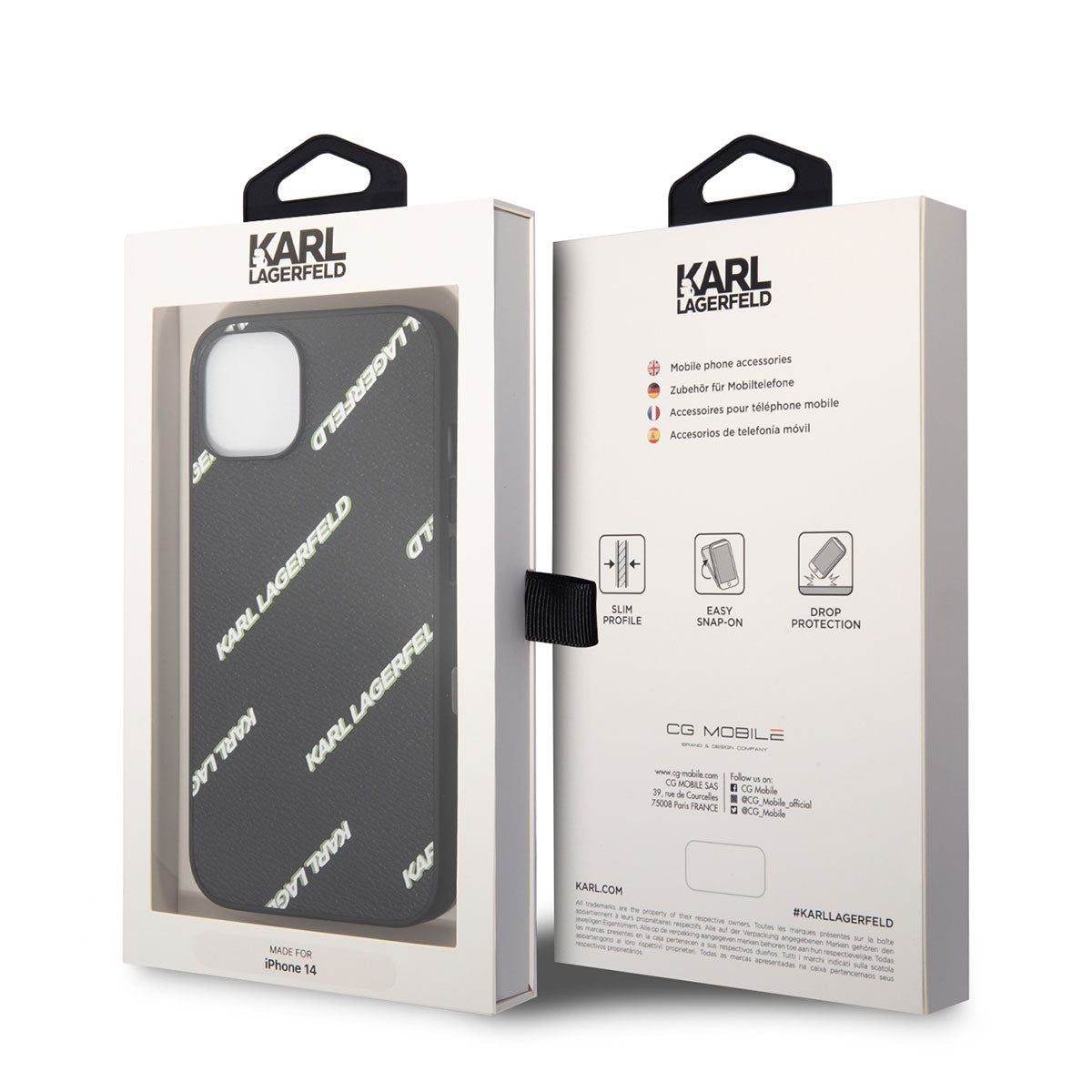 iPhone 14 Kılıf Karl Lagerfeld PU Suni Deri Logolu Dizayn Kılıf