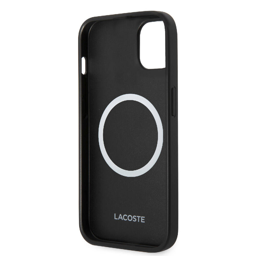 iPhone 14 Kılıf Lacoste orijinal Lisanslı PU Pike Desenli Arka Yüzey İkonik Timsah Dokuma Logolu Kılıf