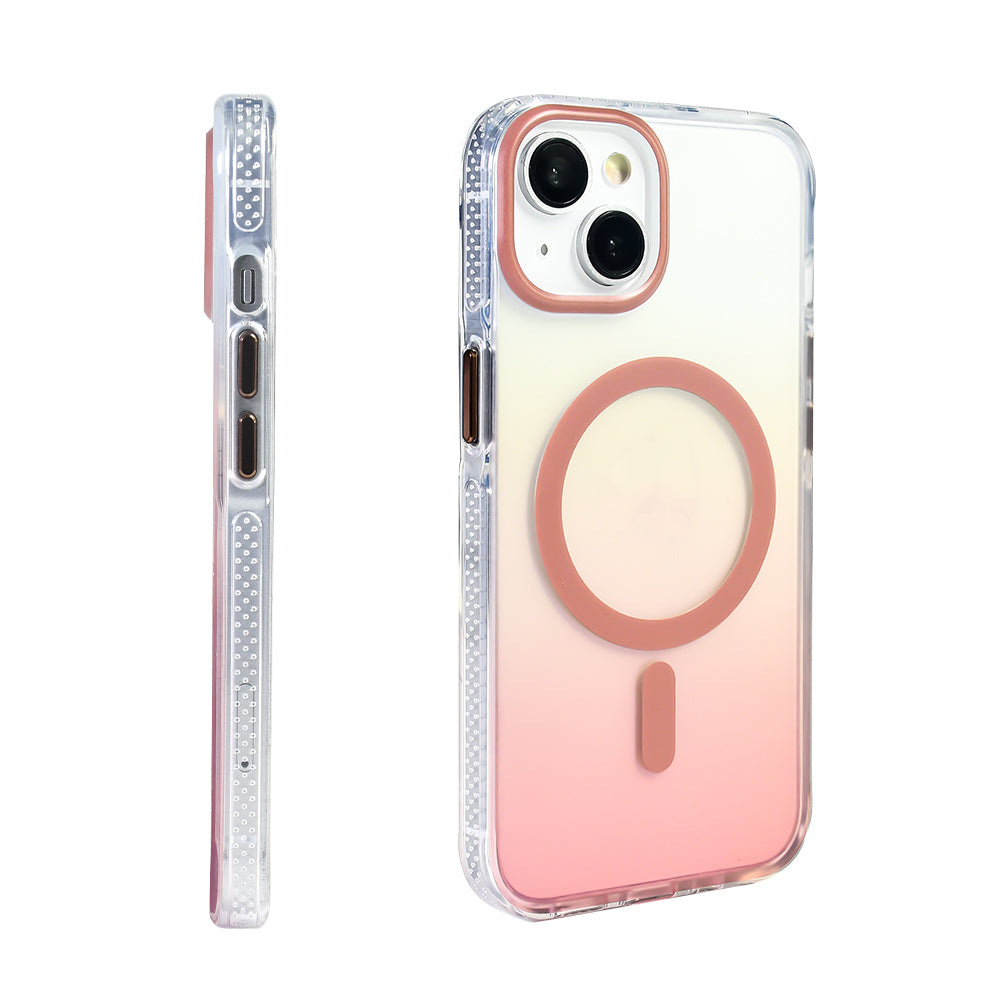 iPhone 14 Kılıf M-safe Şarj Özellikli Transparan Renk Geçişli Zore Toros Kılıf