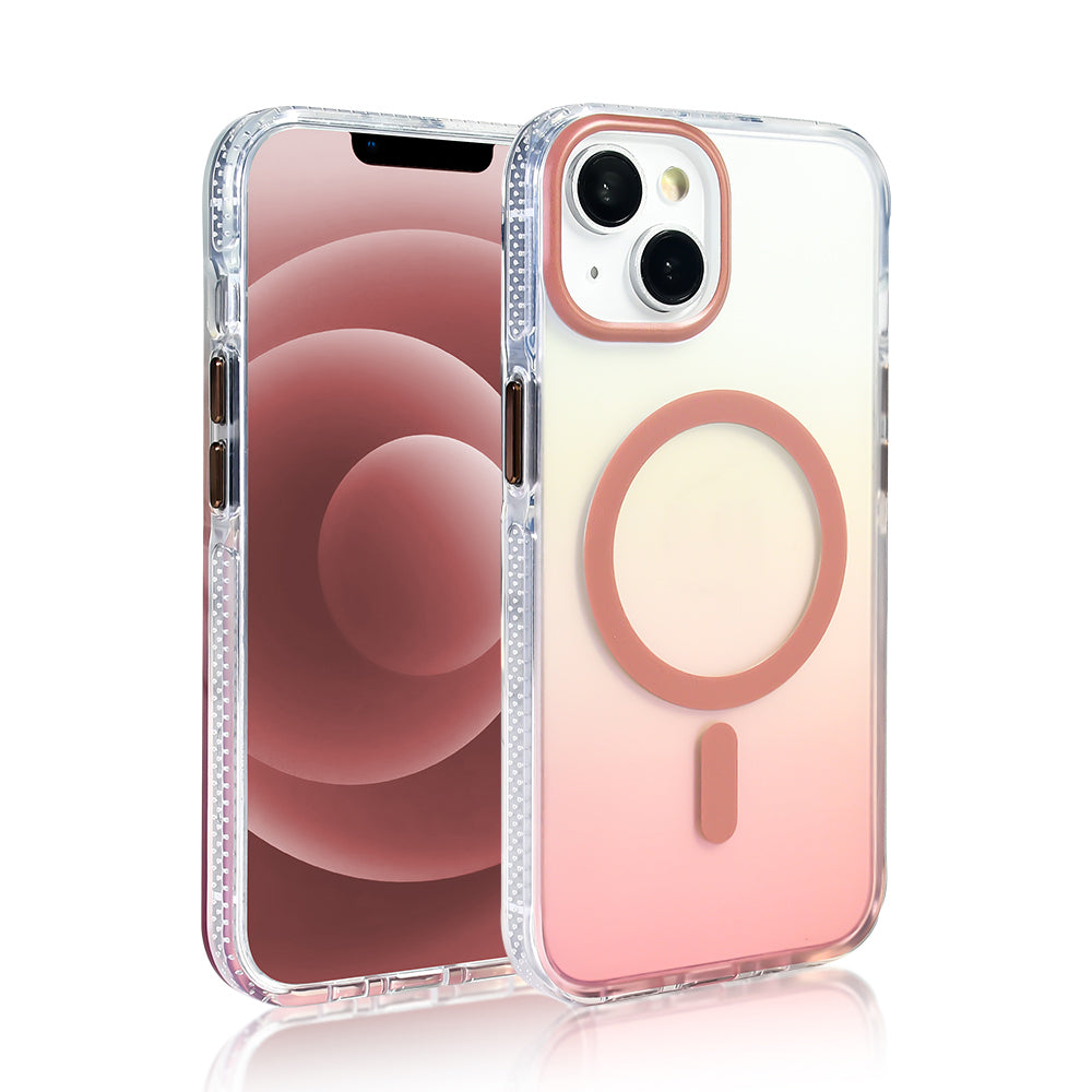 iPhone 14 Kılıf M-safe Şarj Özellikli Transparan Renk Geçişli Zore Toros Kılıf