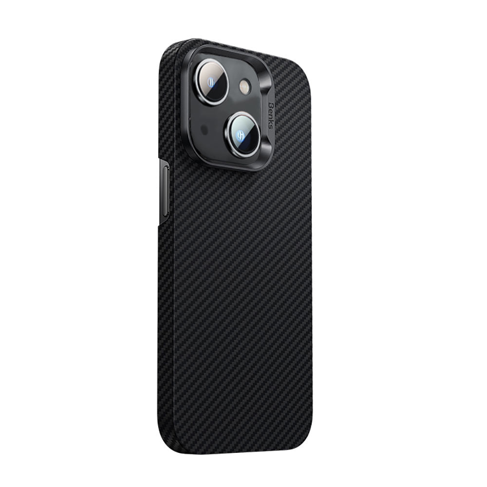 iPhone 14 Kılıf M-safe Özellikli Karbon Fiber Benks 600D Essential Kevlar Kılıf