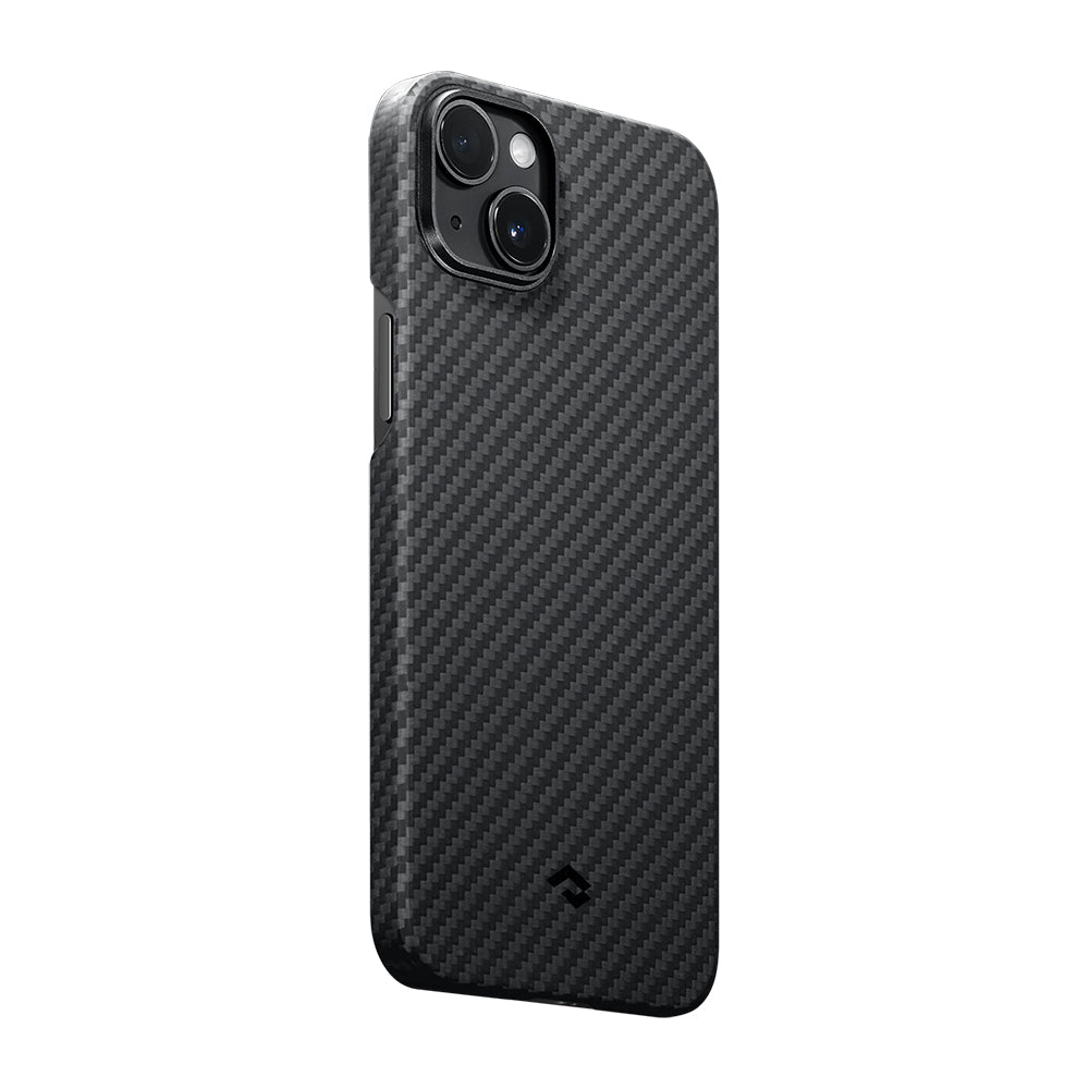 iPhone 14 Kılıf M-safe Şarj Özellikli 1500D Aramid Karbon Fiber Pitaka Ultra-Slim Classic Serisi Black-Grey Twill Kılıf