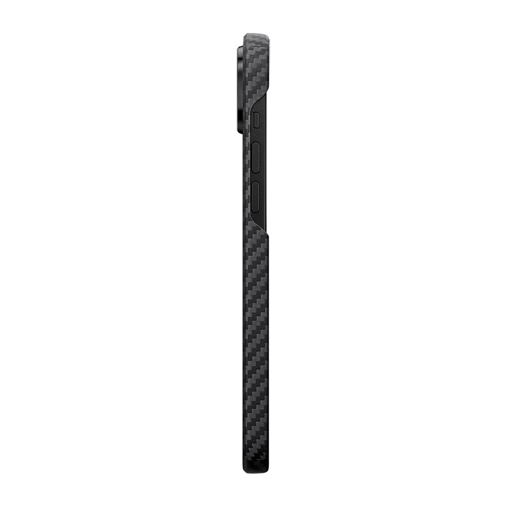 iPhone 14 Kılıf M-safe Şarj Özellikli 1500D Aramid Karbon Fiber Pitaka Ultra-Slim Classic Serisi Black-Grey Twill Kılıf